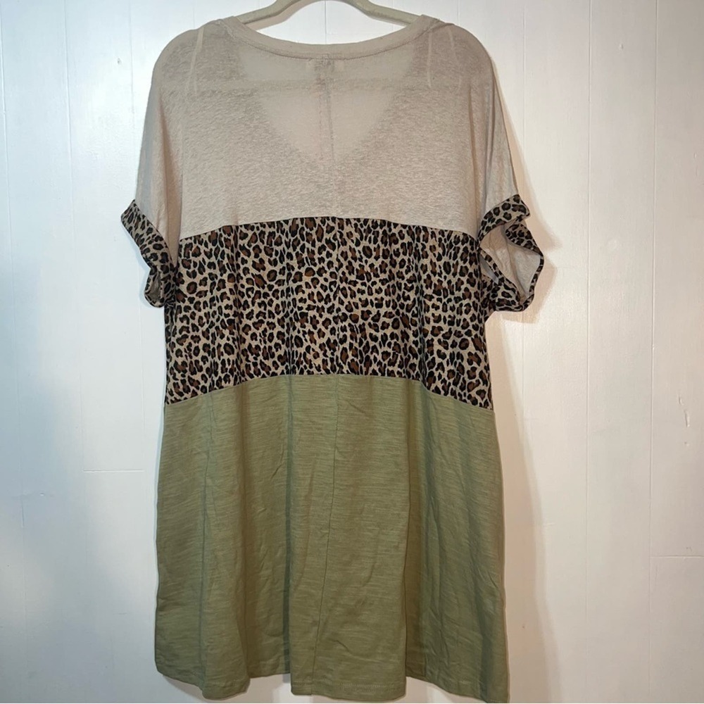 NWT Umgee Linen Blend Cheetah Print Lightweight Boho T-shirt Mini Dress S - Picture 7 of 12